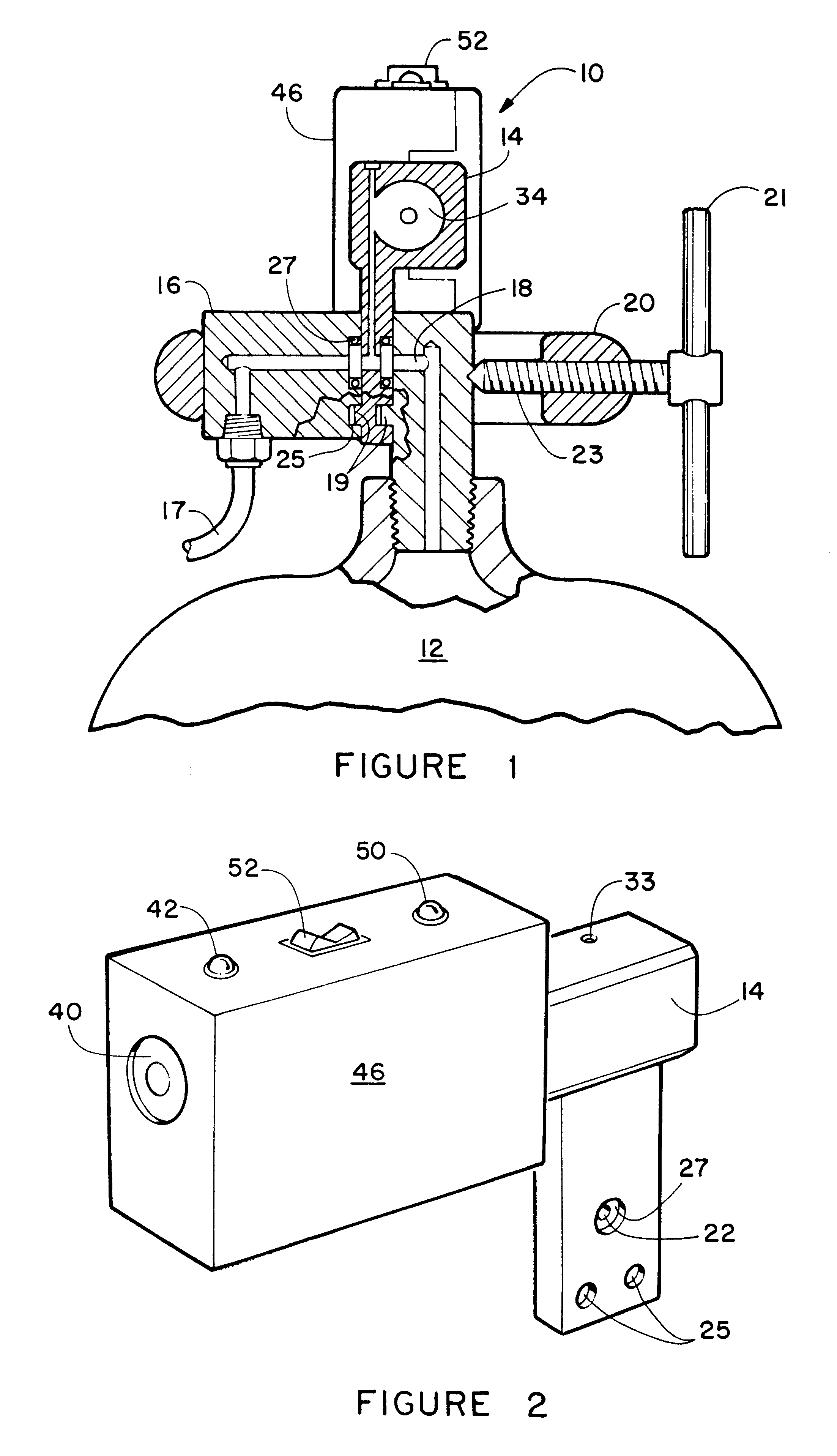 Gauge mounted pressure monitor and alarm for compression mounting with compressed gas storage tank