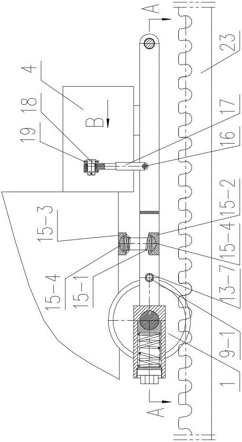 Unidirectional coupling overspeed brake-type minecart with a toothed brake rail