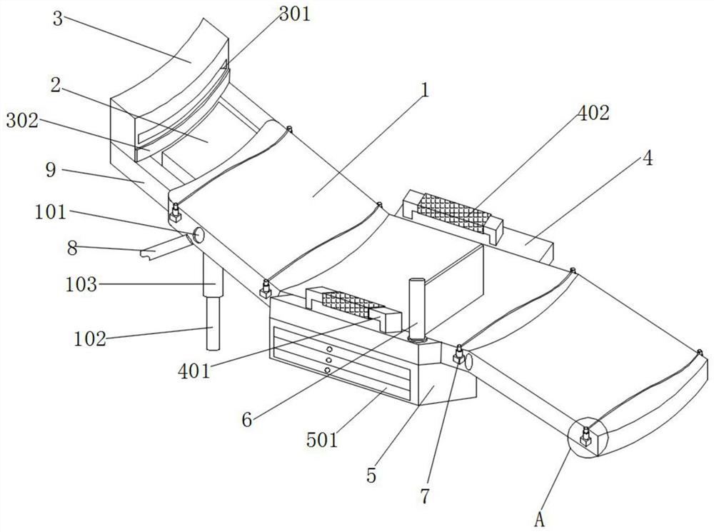 Medical examination bed for gynecological rehabilitation nursing