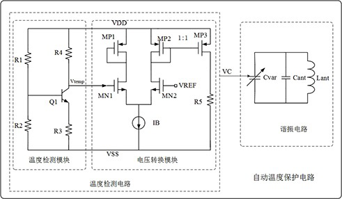 Non-contact card chip automatic temperature protection circuit