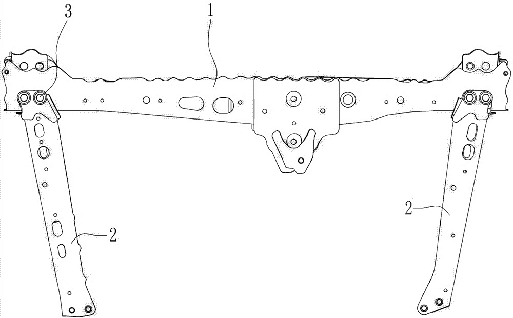 Front cross member and front bracket beam connecting structure for cars