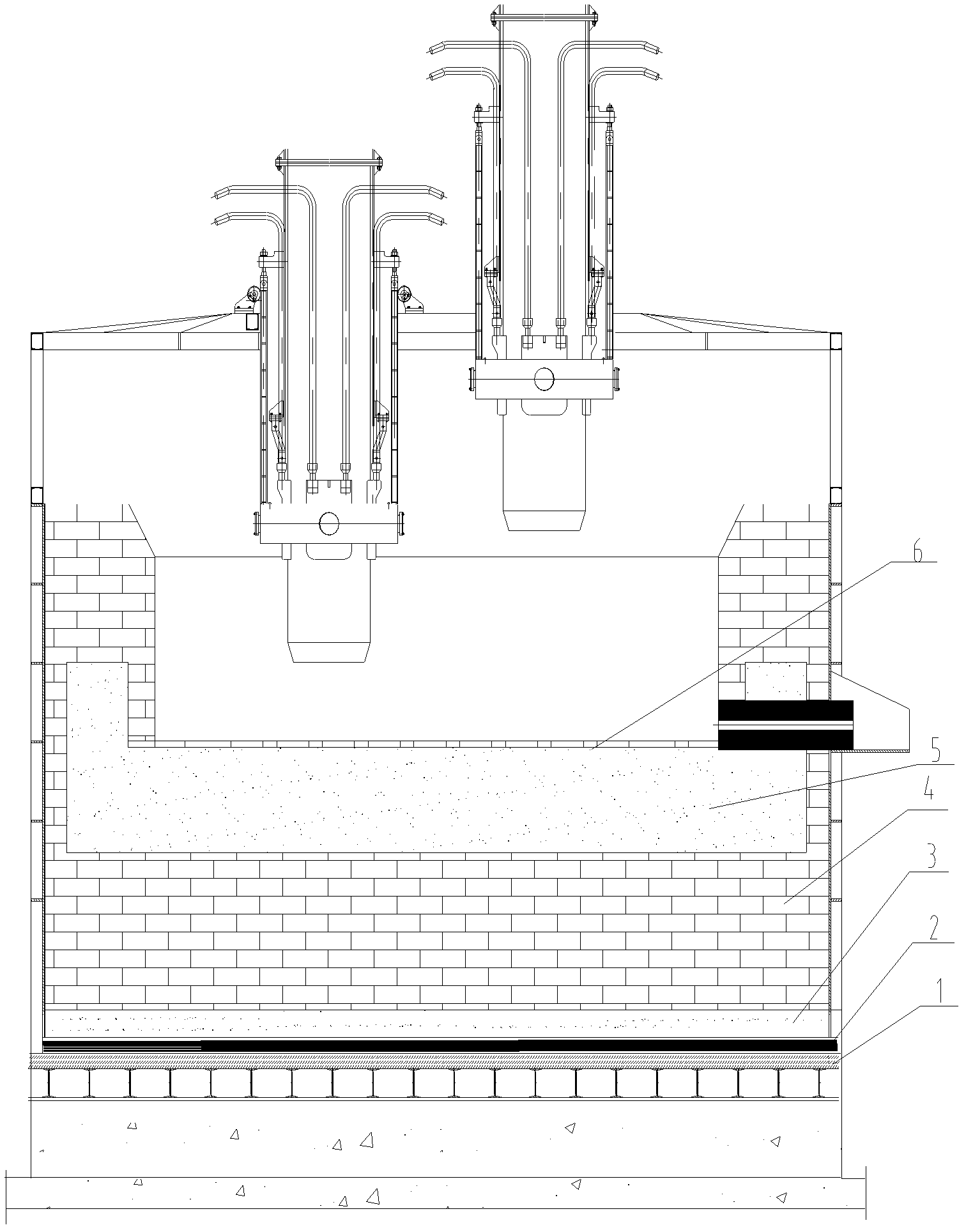 Submerged arc furnace body and constructing method thereof