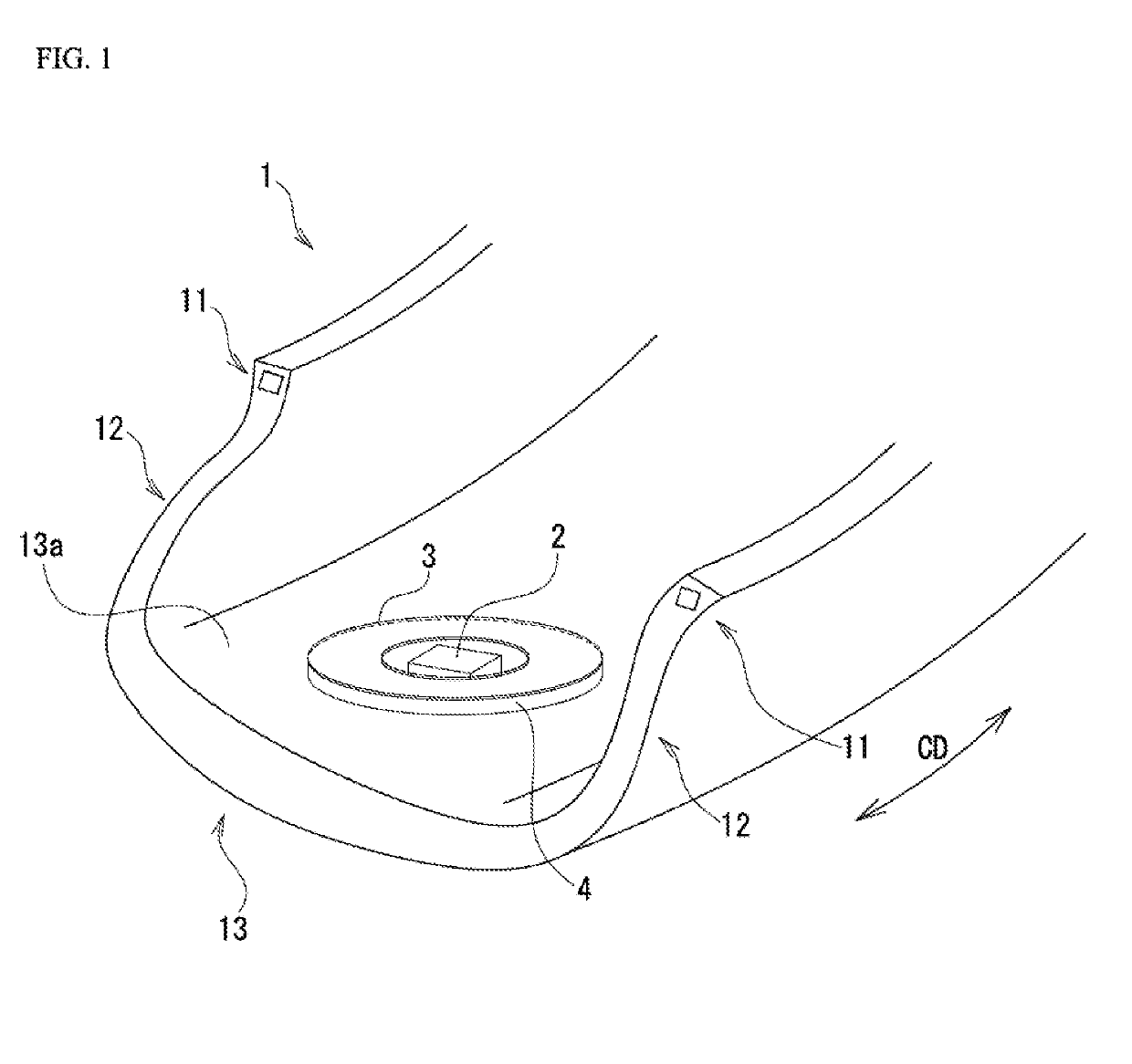 Pneumatic tire and structure for securing electronic part to tire