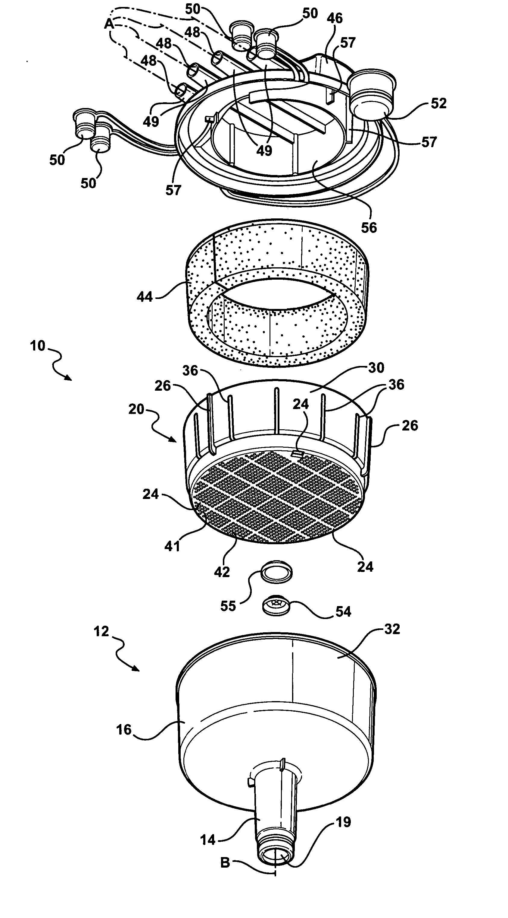 Manifold and filter assembly with filter basket