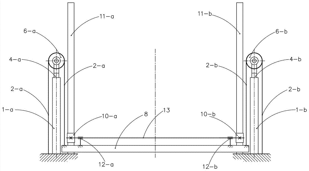 Two-cylinder-driving mechanical forced synchronization device for parking equipment