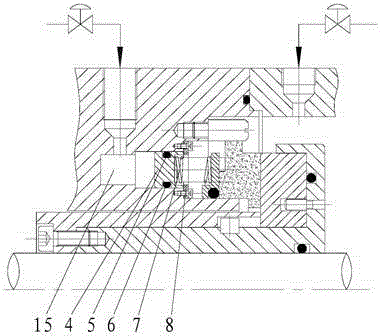 Online adjustable closing force gas lubricating mechanical sealing device