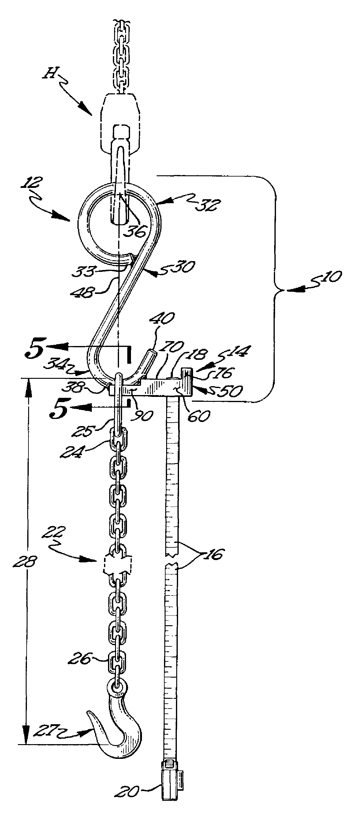 Hook for detection of chain sling failure