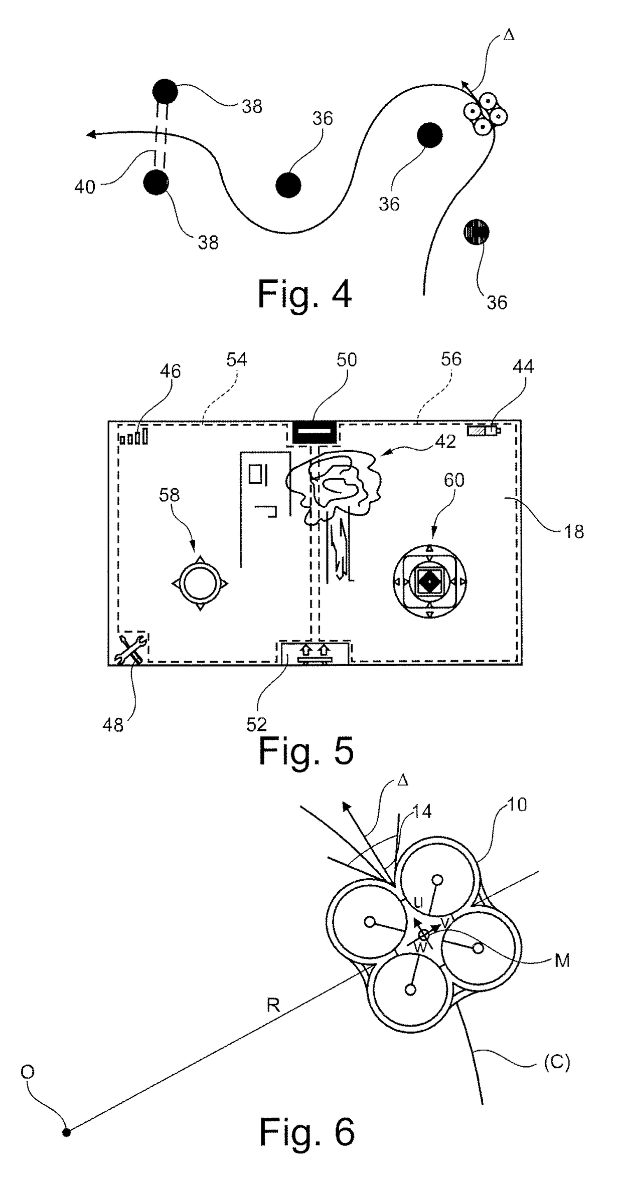 Method of piloting a multiple rotor rotary-wing drone to follow a curvilinear turn