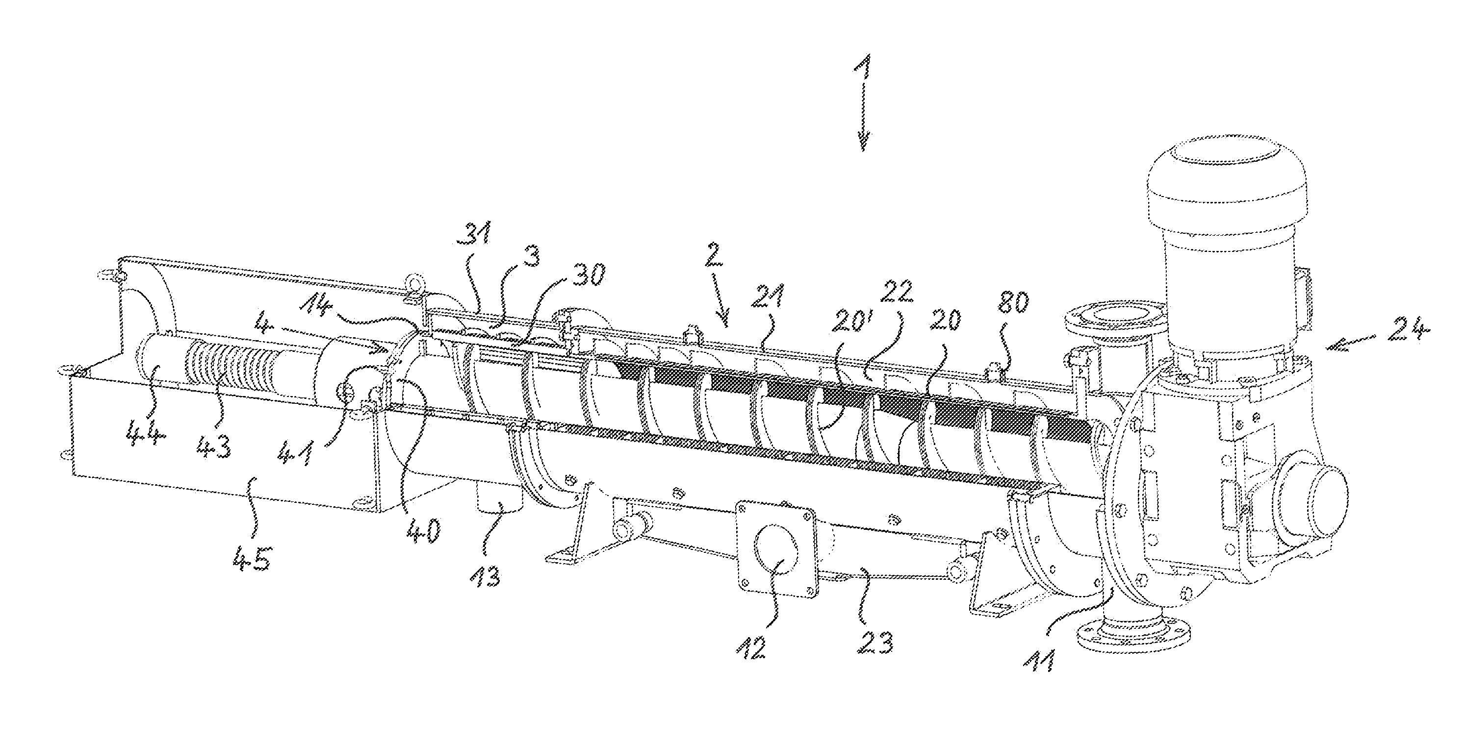 Device and method for thickening liquid substrate containing solid material