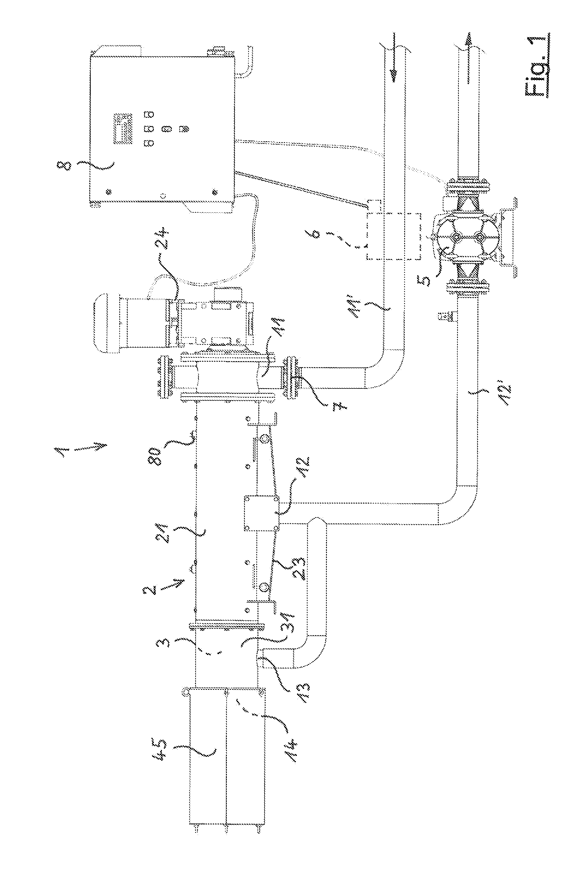 Device and method for thickening liquid substrate containing solid material