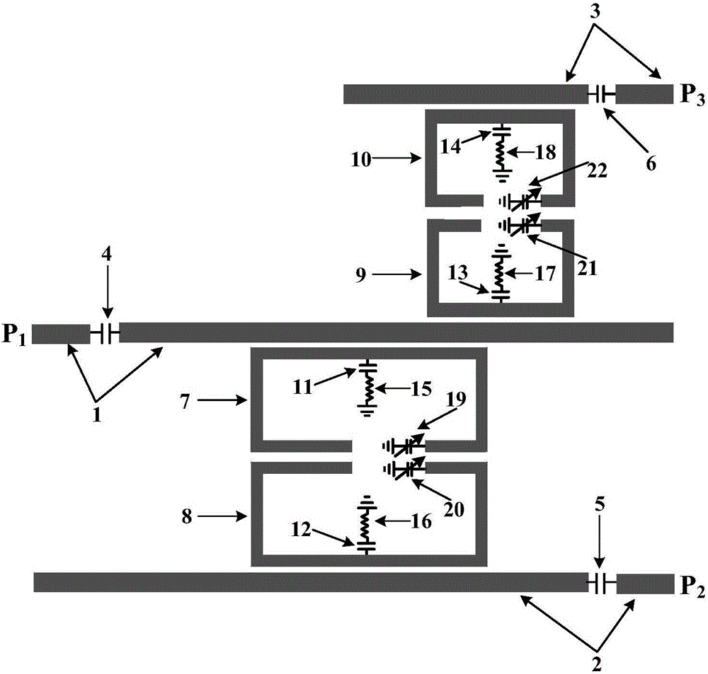 Adjustable duplexer based on folded open-loop resonators