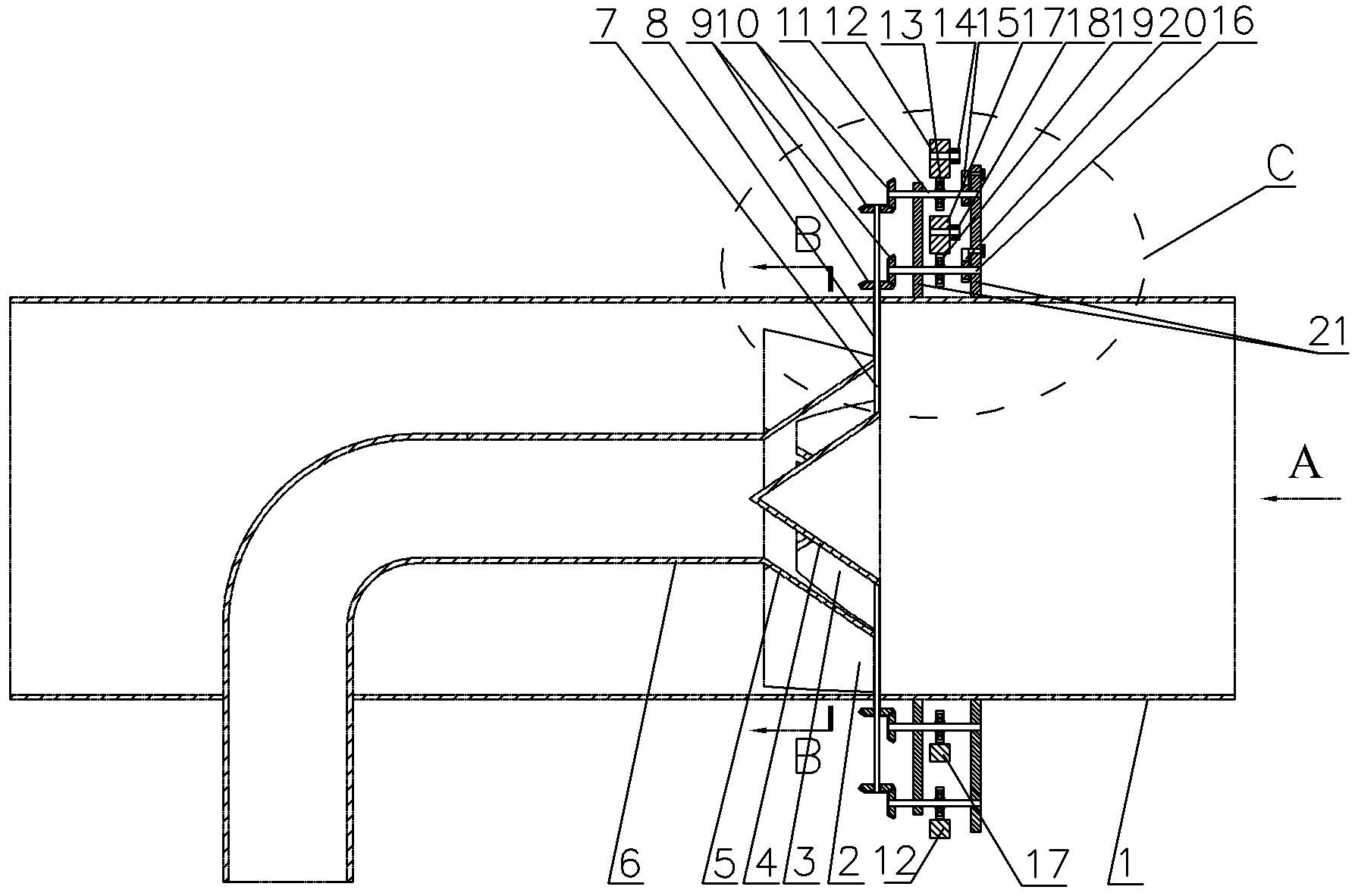 Twin-stage adjustable blade spiral-flow type dilution mixer for gas drainage