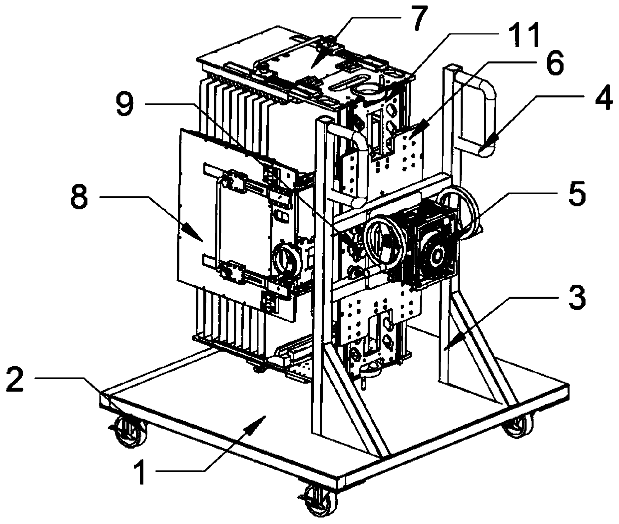 UV curing machine feeding cart basket convenient to overturn by processed goods