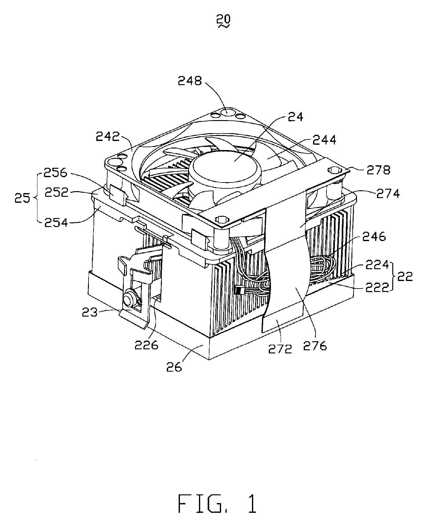 Heat dissipation device having power wires fixture