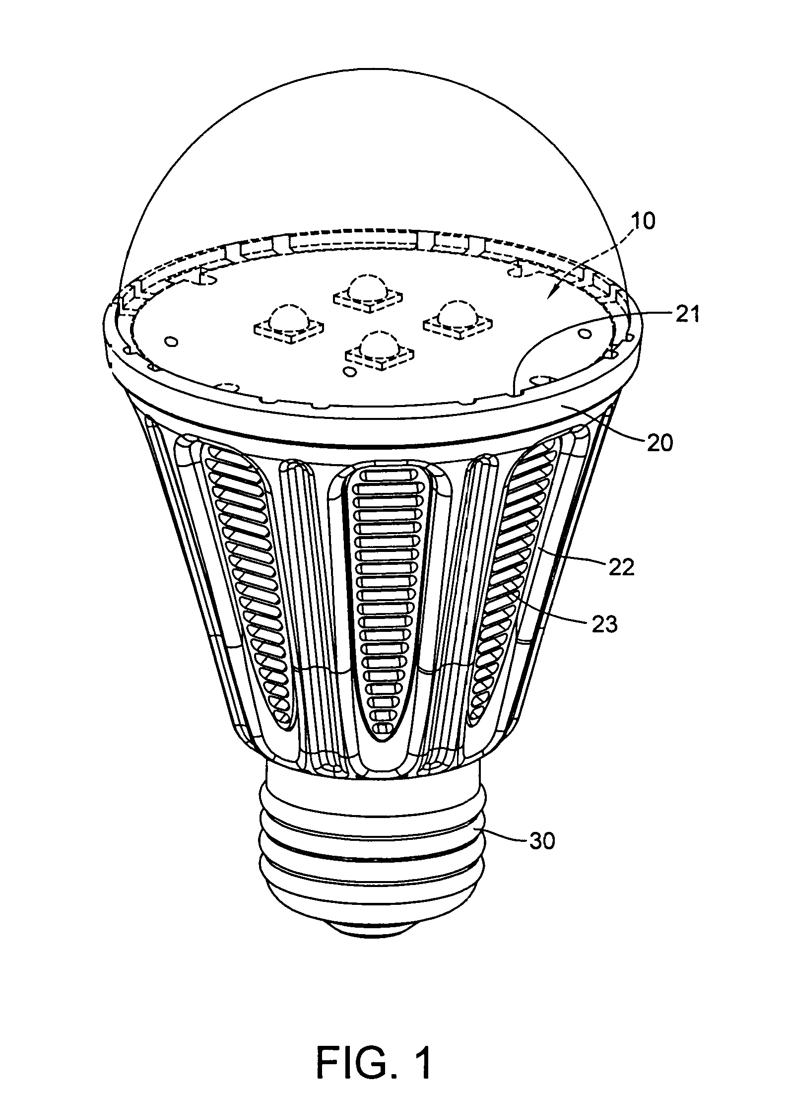 LED lamp structure having free convection cooling