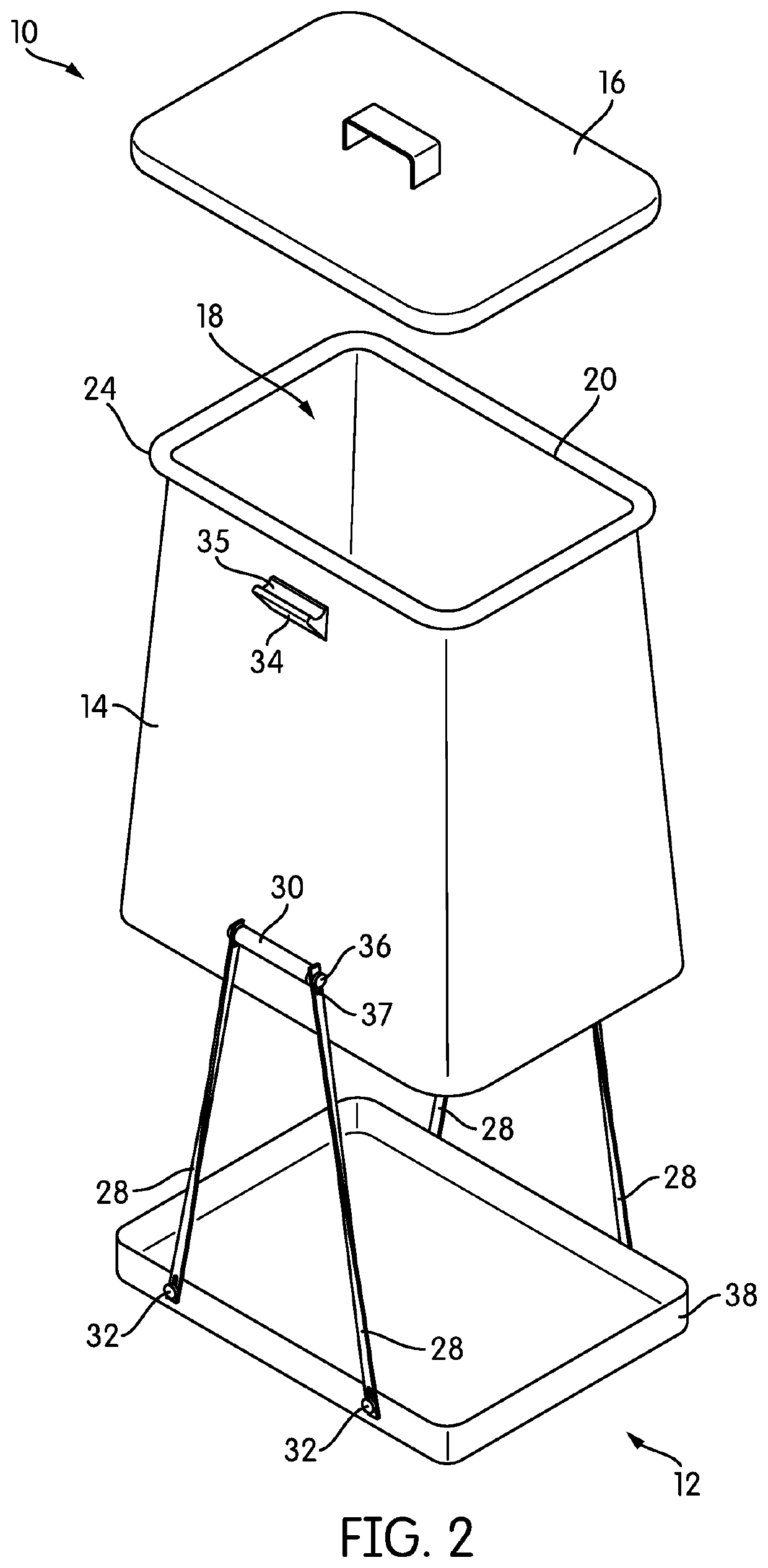 Two-part garbage can in which the bottom is separable from the sidewall