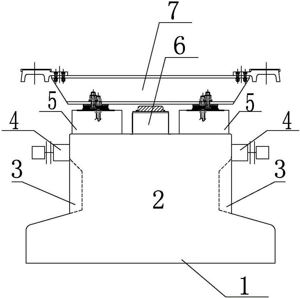 Medium and low speed maglev traffic engineering low line solid bearing-trail beam structure and construction method thereof