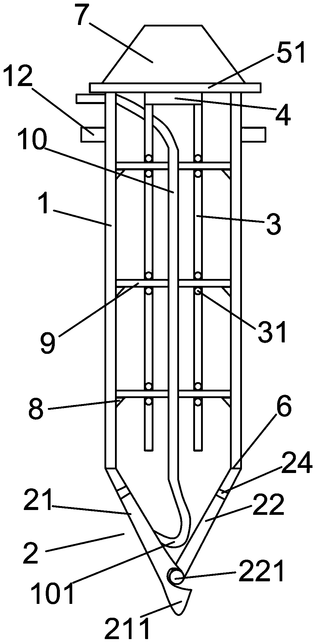 A device for inserting drainage boards in soft soil foundation reinforcement equipment