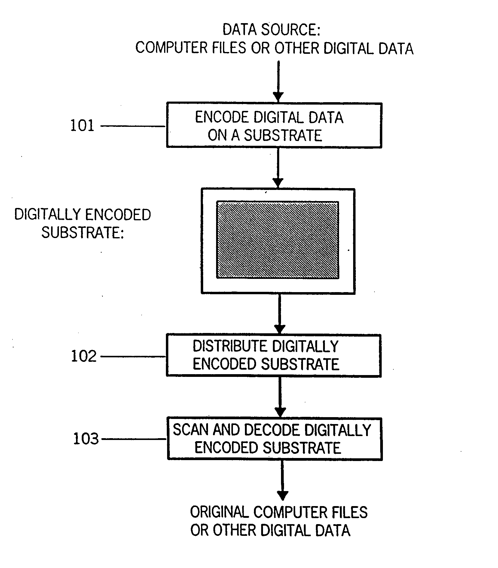 Variable formatting of digital data into a pattern