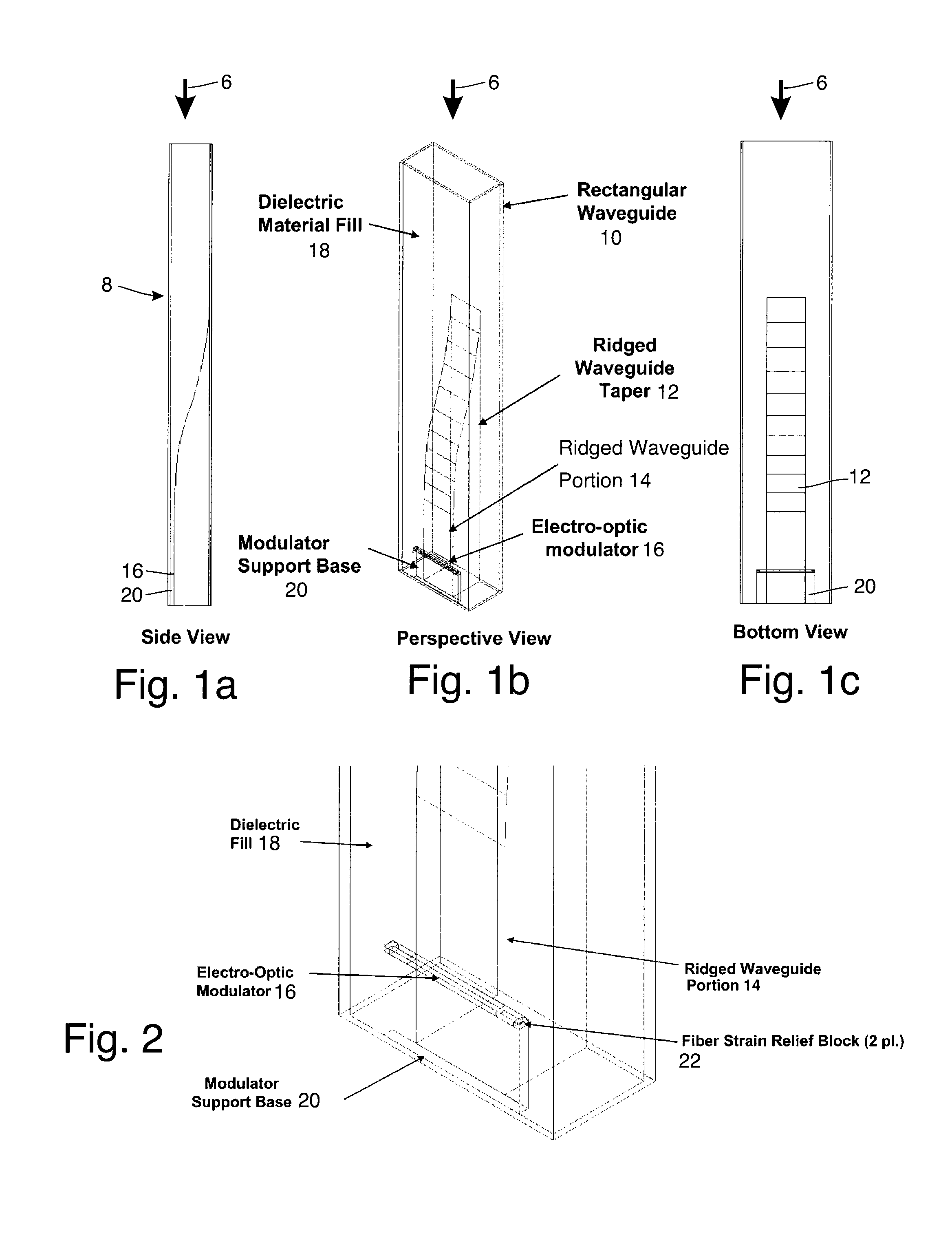 Waveguide assembly for a microwave receiver with electro-optic modulator