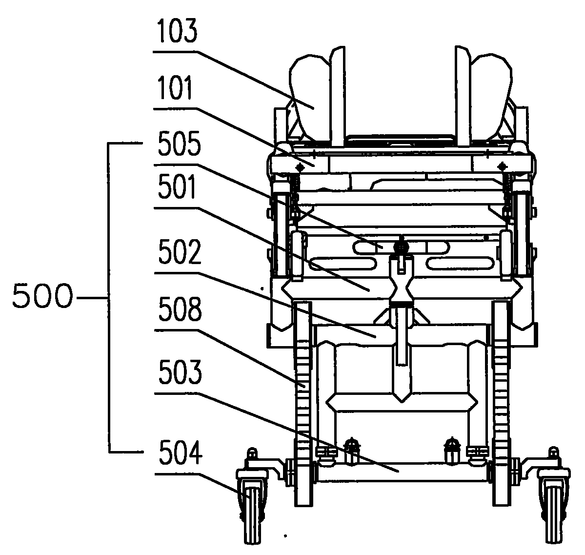 Movable type sick and wounded person first-aid and transfer device