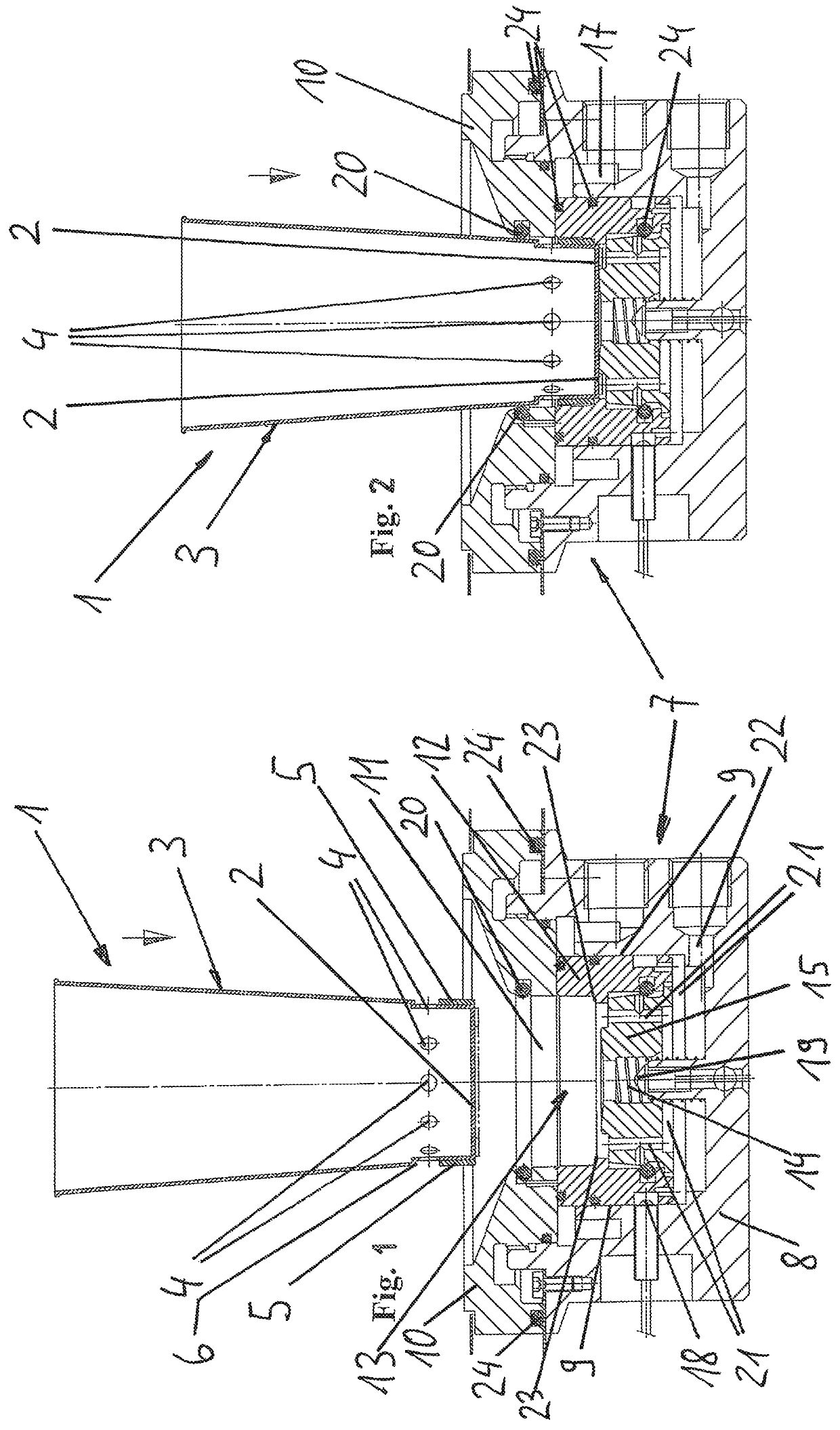 Container for receiving beverages and device for filling the container