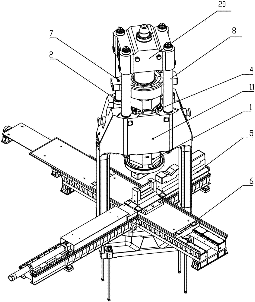 Forging machine with plunger type cylinder unbalance loading resistant structures and assembling and using method thereof