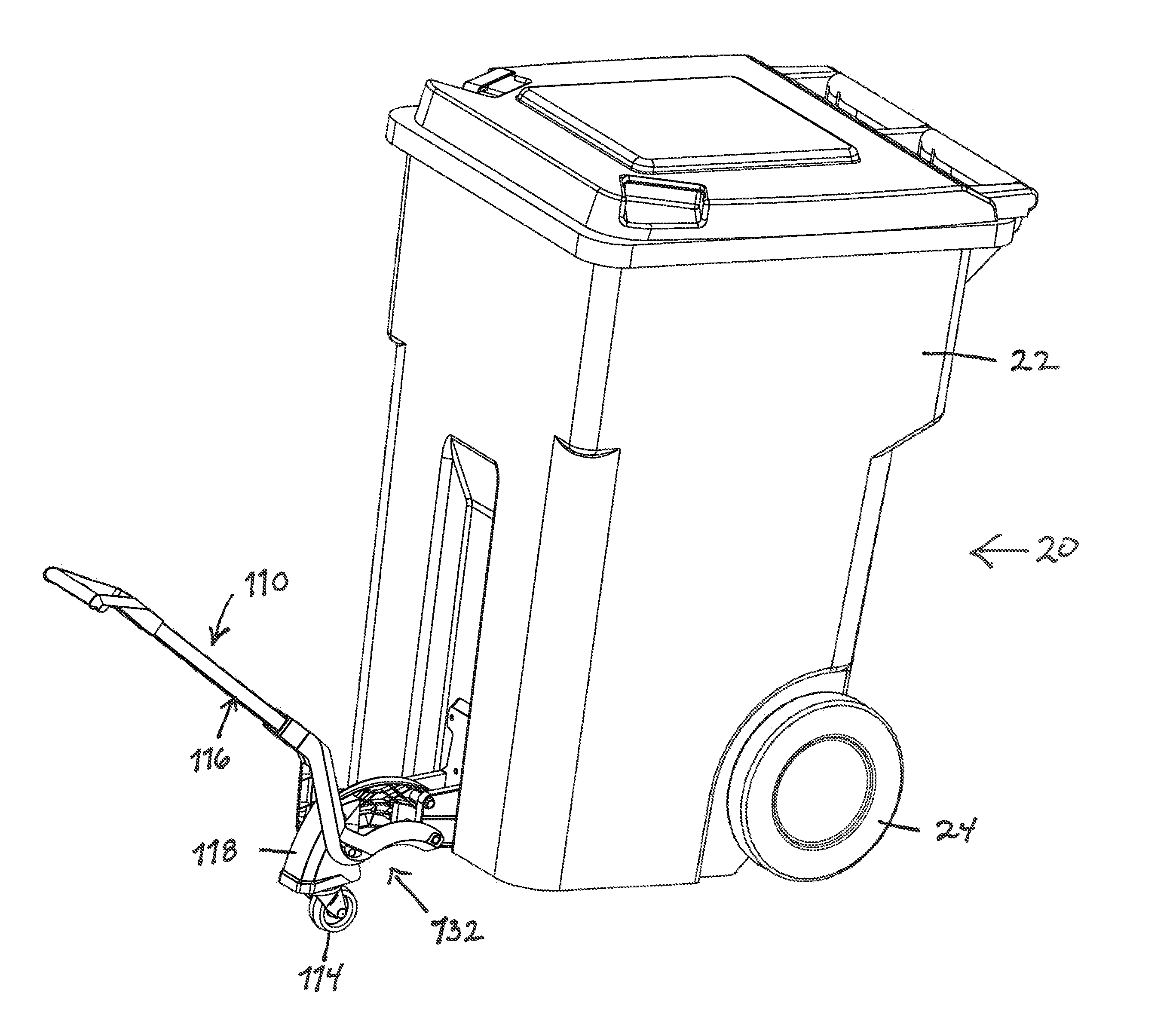 Auxiliary rolling system and waste bin including same