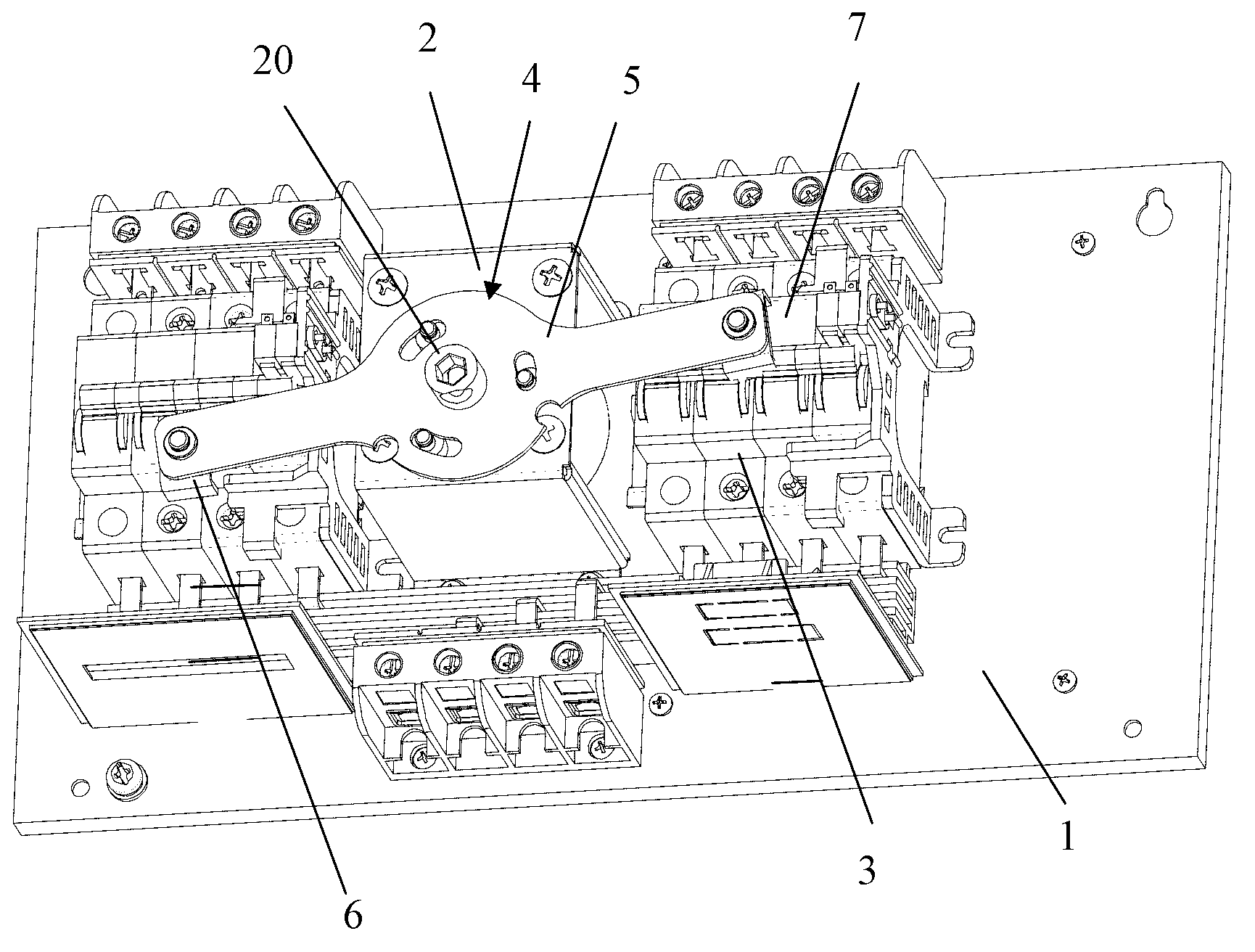 Automatic transfer switching device with combined support