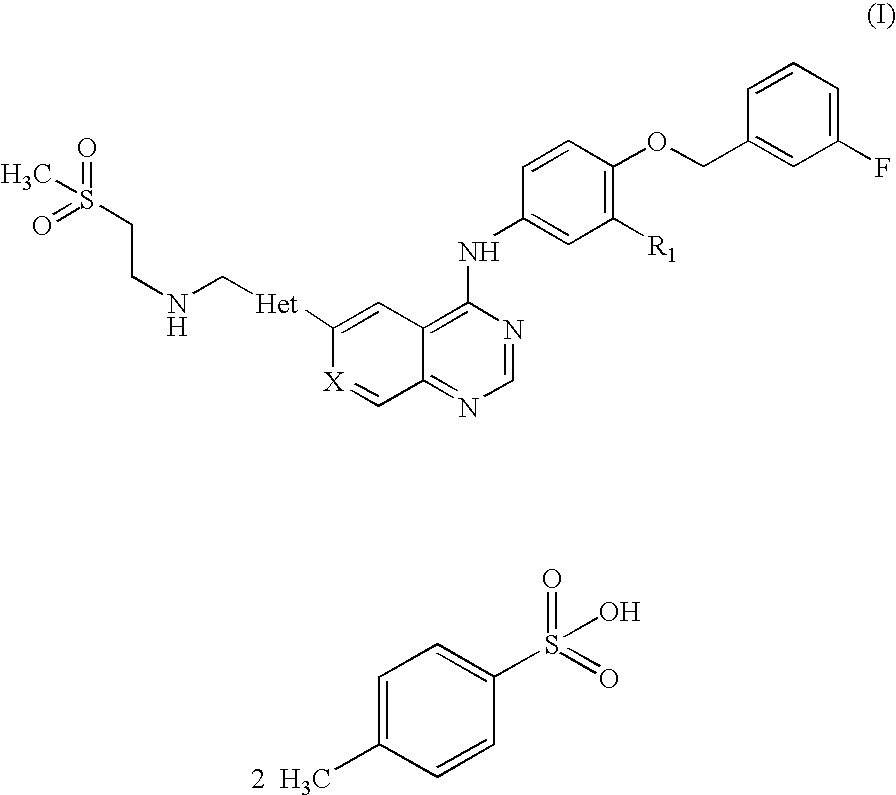 Quinazoline ditosylate salt compounds