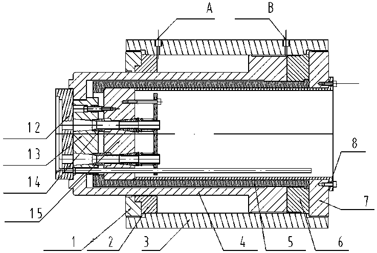 An internal card type hydraulic cylinder for tensioning deep buried anchors