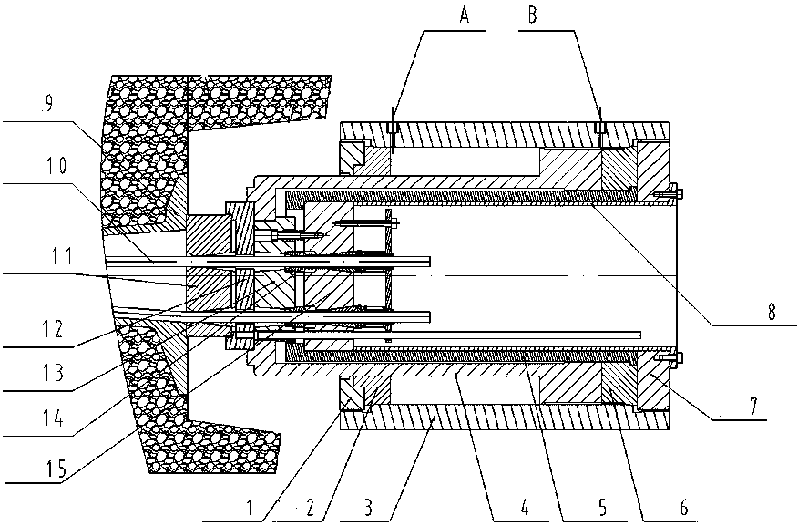 An internal card type hydraulic cylinder for tensioning deep buried anchors