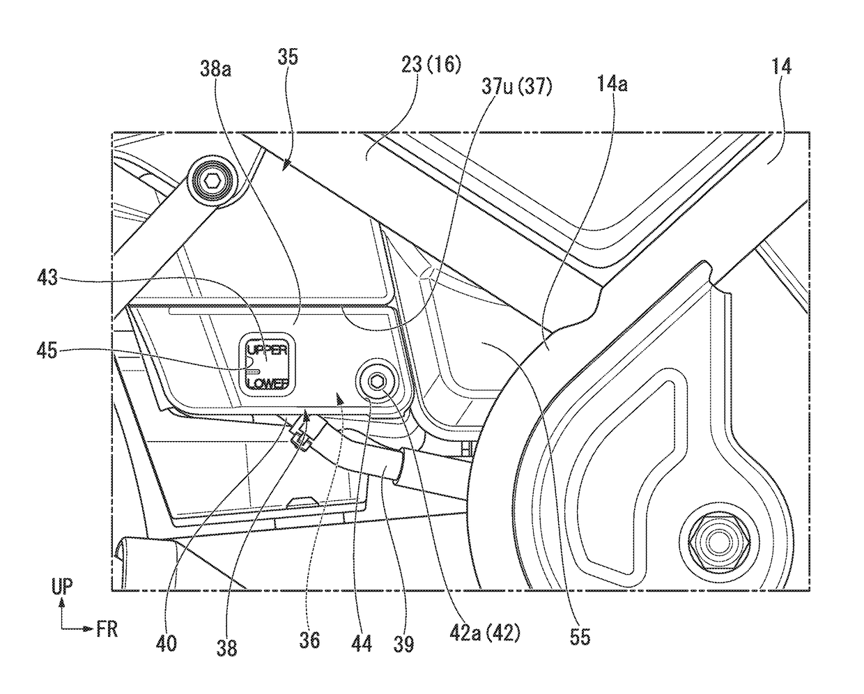 Reservoir tank mounting structure of saddle riding vehicle