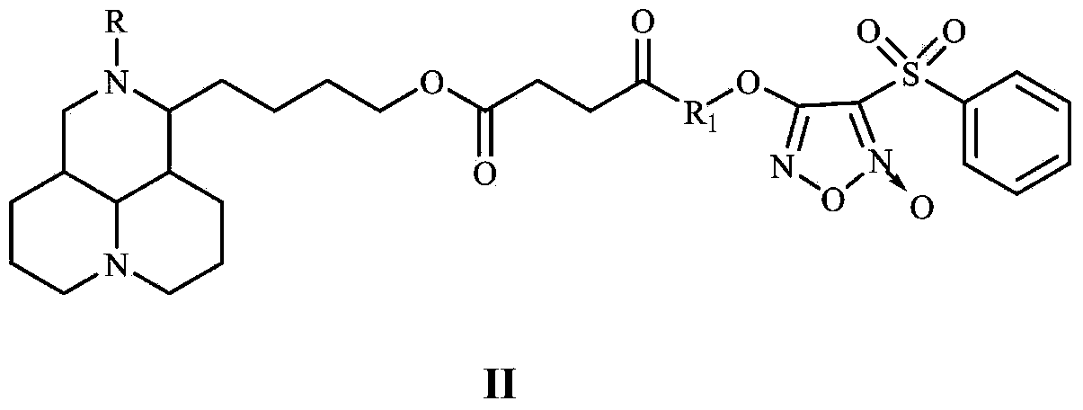 NO donor type matrine derivative and preparation method and medical application thereof