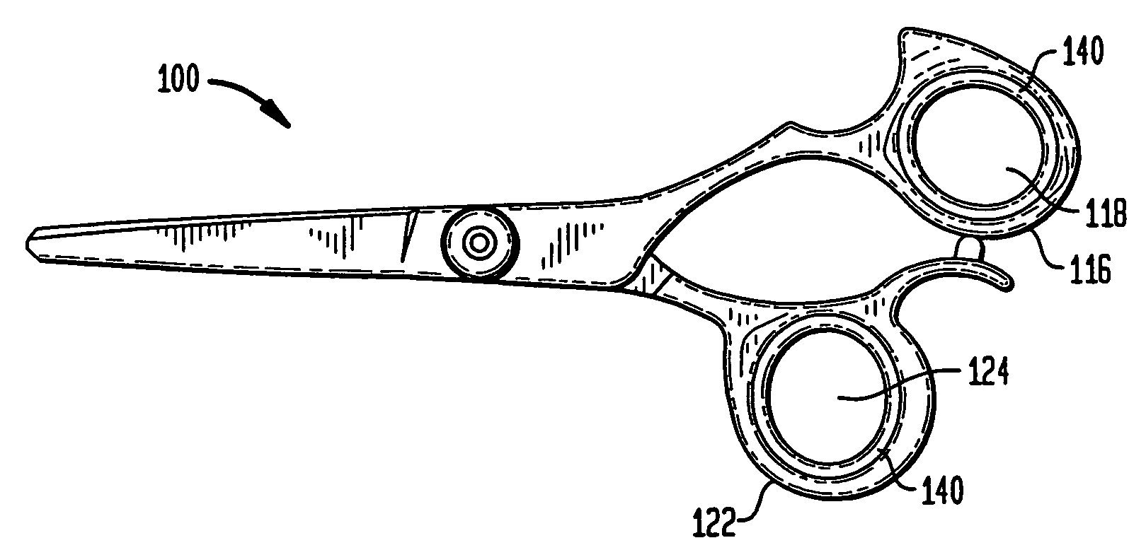 Ring insert kit for scissors and template for use therewith