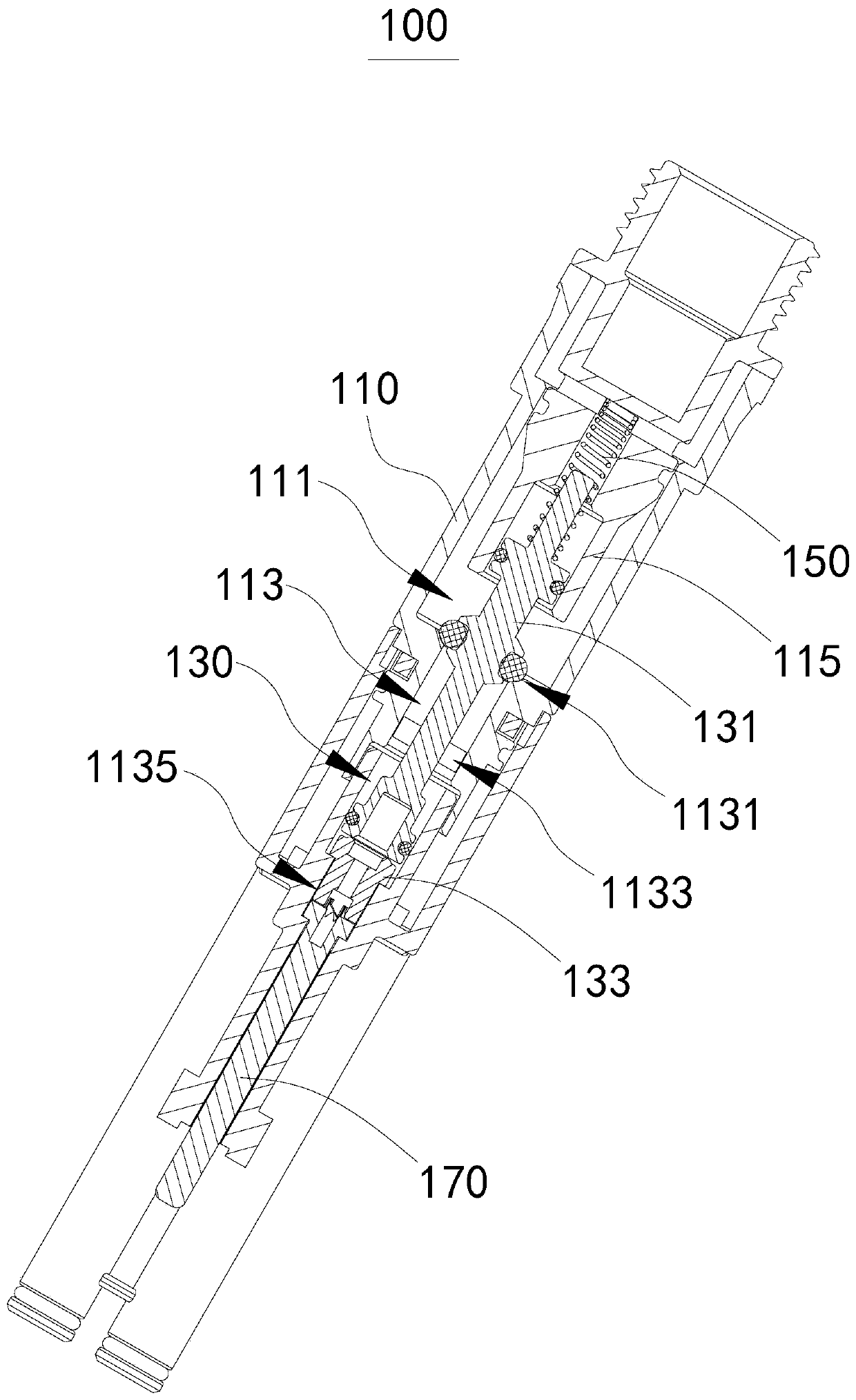 Shower head water stop structure and shower head assembly