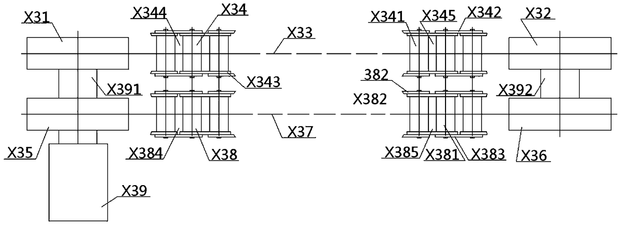 Internal driving type mucilage printing and flocking rail system