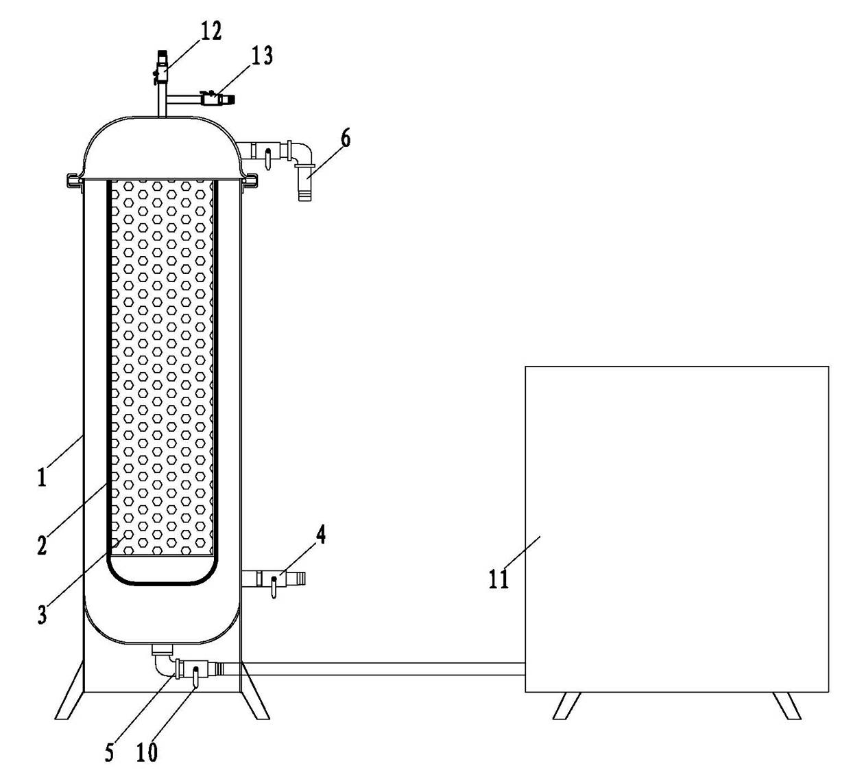 Externally-pressed flow-returnable multi-layer bag type filtering device