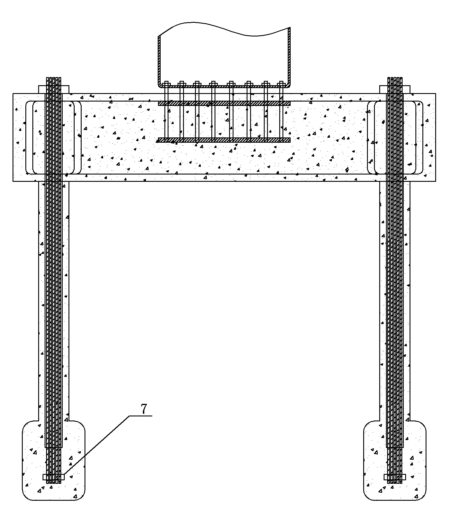 Steel strand prestress base structure of wind driven generator and construction method thereof