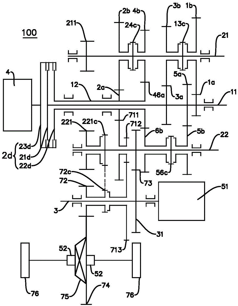 Power transmission system used in vehicle and vehicle having same