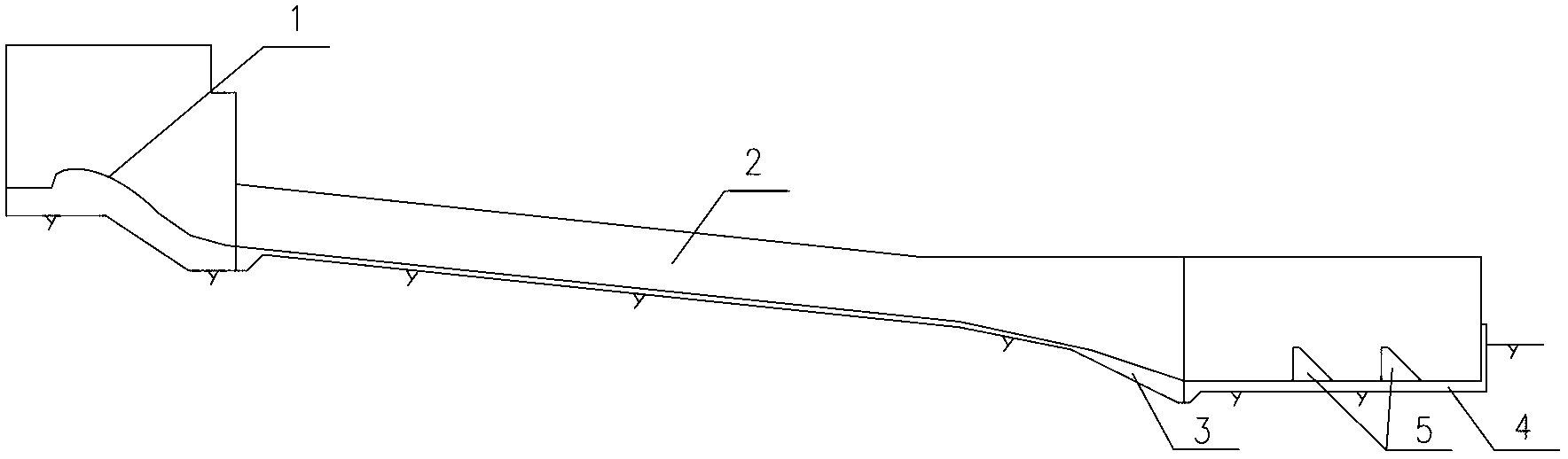 Bent slope underflow energy dissipation structure of water conservancy and hydropower engineering