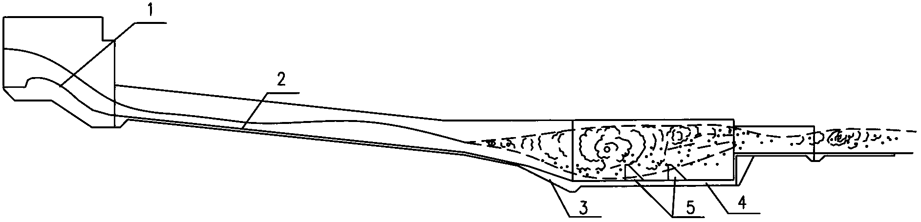 Bent slope underflow energy dissipation structure of water conservancy and hydropower engineering