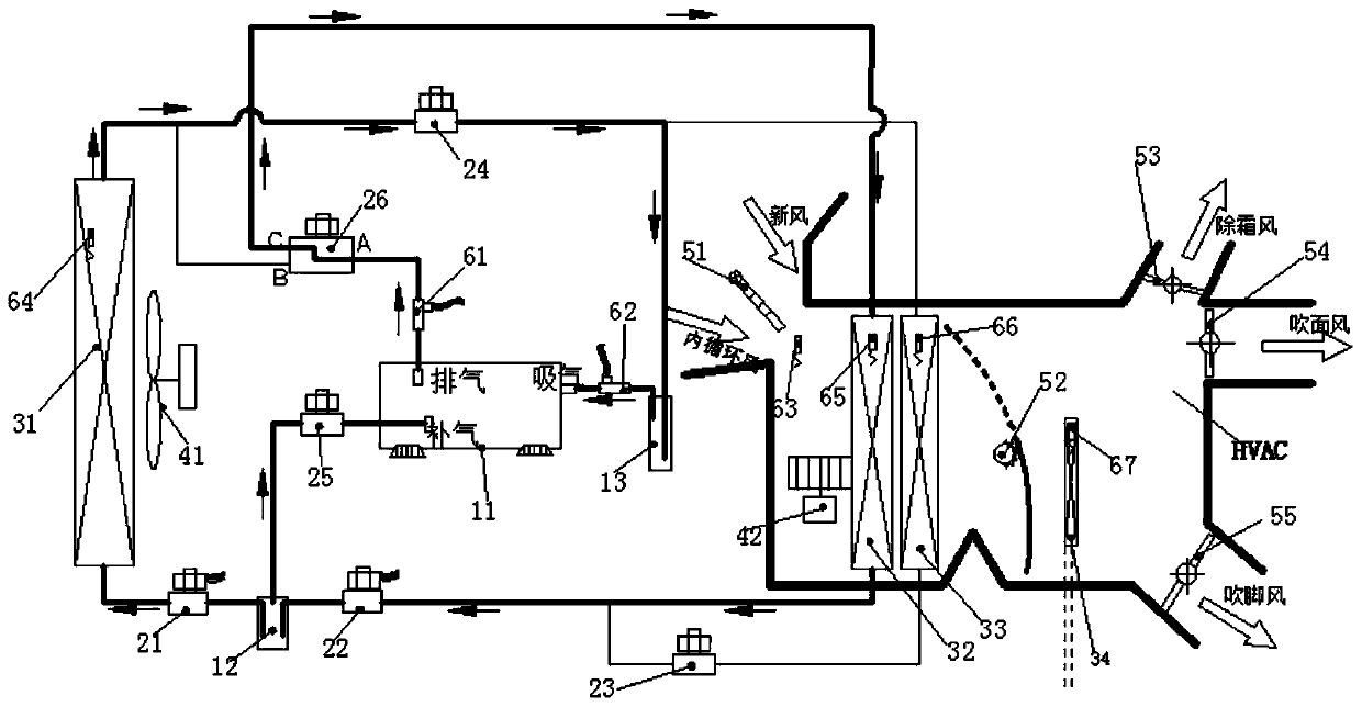 Heat pump air conditioning system, electric vehicle and control method thereof