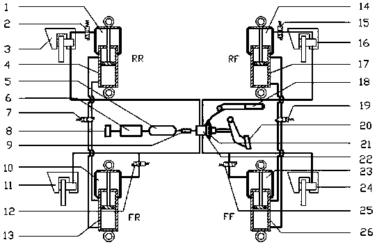 Brake and suspension integrated anti-pitching structure and control method