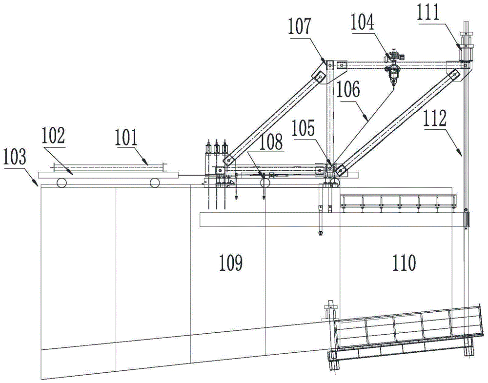 A trailer combined hanging basket structure and construction method