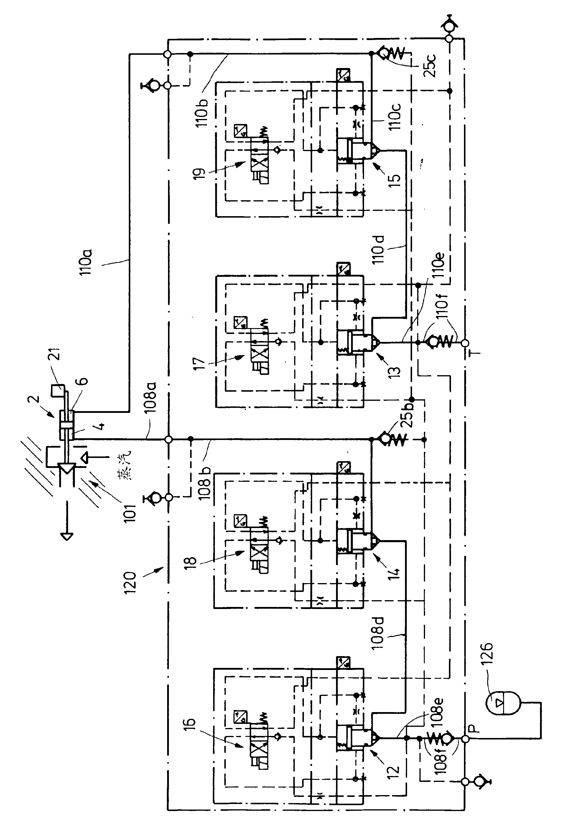 Hydraulic or pneumatic drive for actuating a fitting comprising a control valve or selector valve