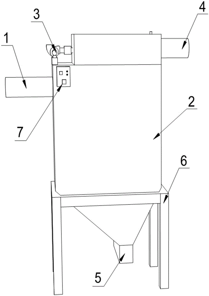 Pulse beating bag type dust removal device and working method thereof