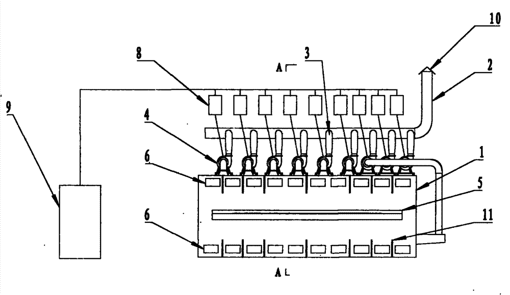 Energy-saving system of cooling air hose of glass annealing kiln and cooling method of glass tape