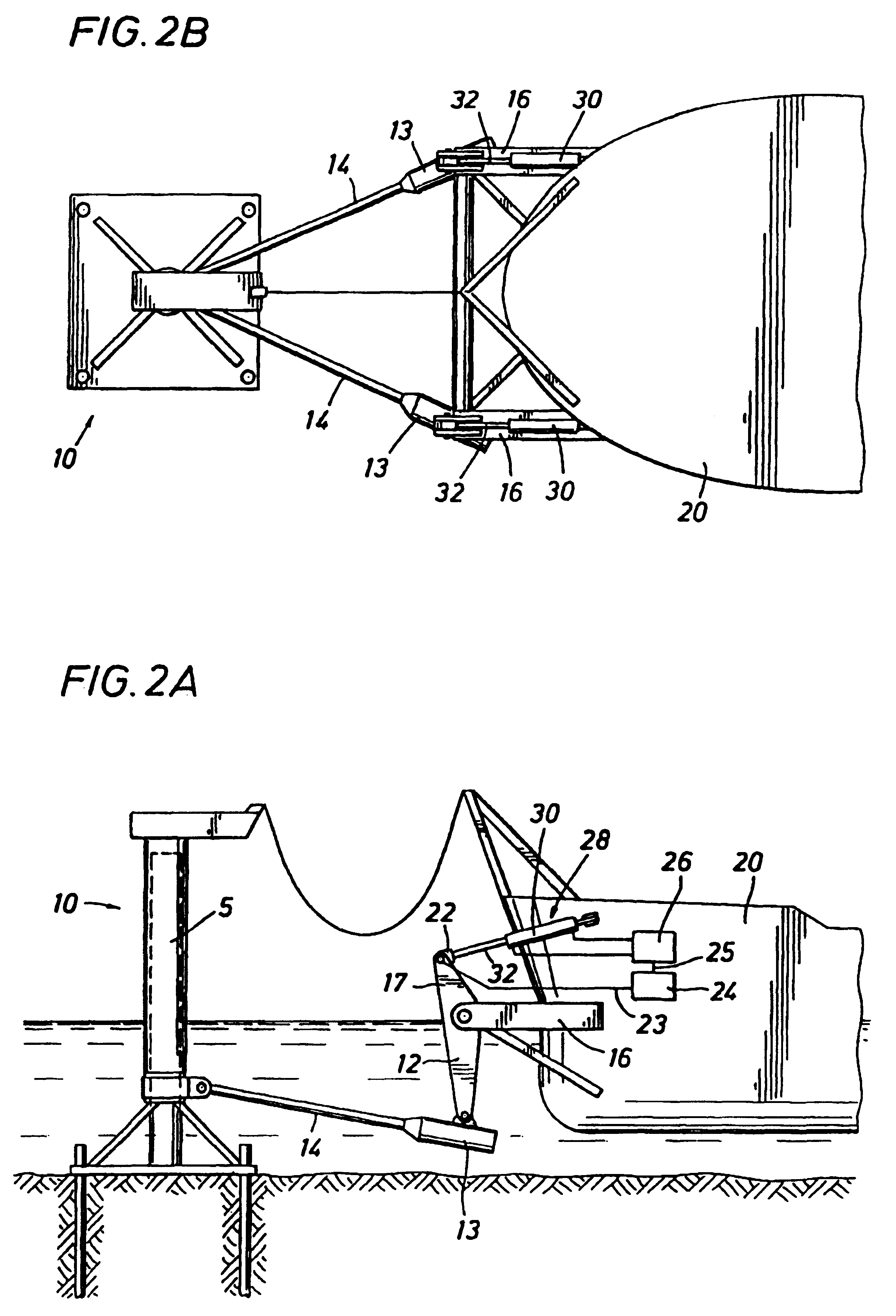 Mooring systems with active force reacting systems and passive damping