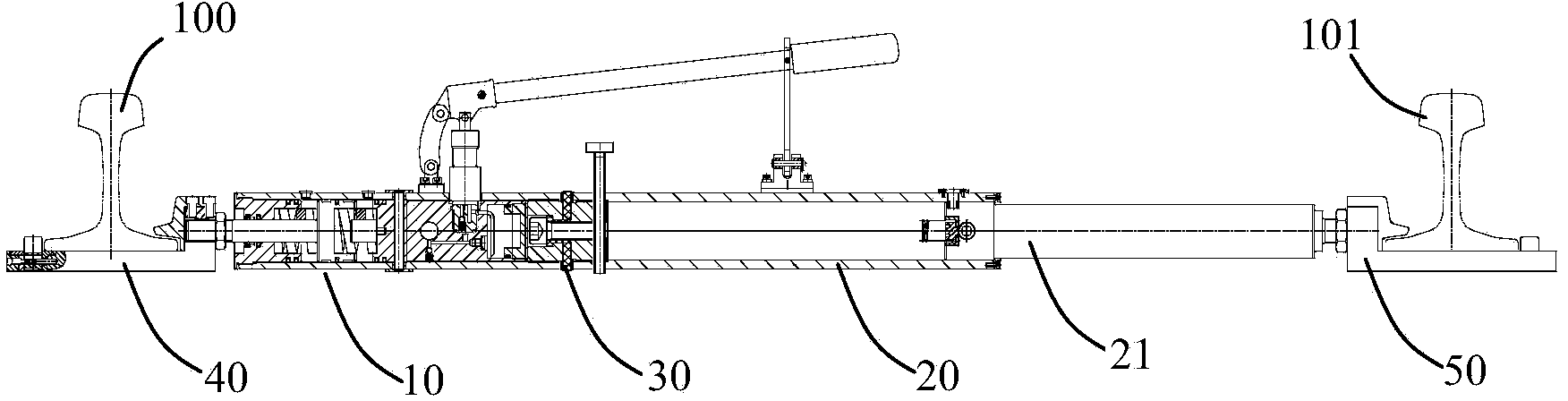 Steel rail distance regulator